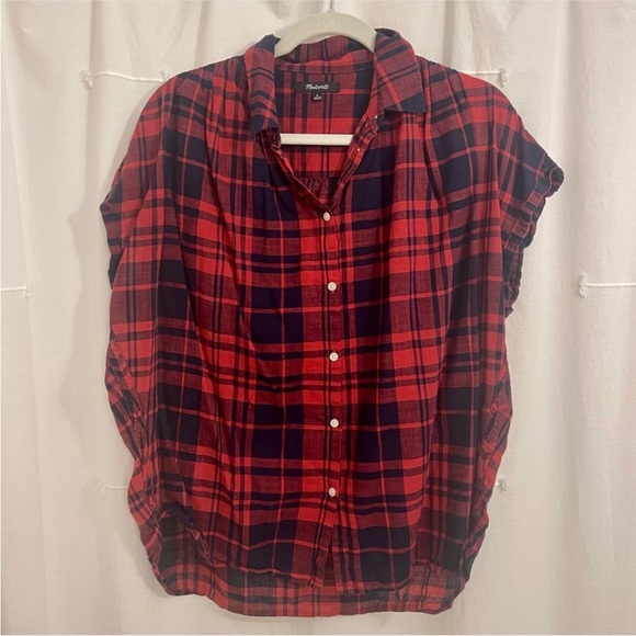 MADEWELL Central Shirt Bushwick Plaid Short Drop Sleeve Button-Down Shirt - Picture 6 of 8